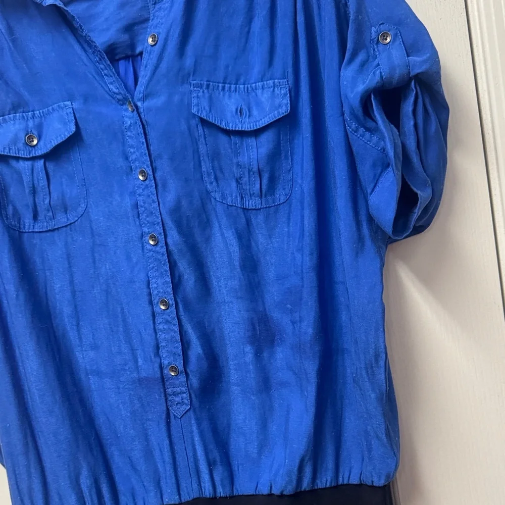 Express Royal Blue and Black Shirt Dress - Picture 5 of 12